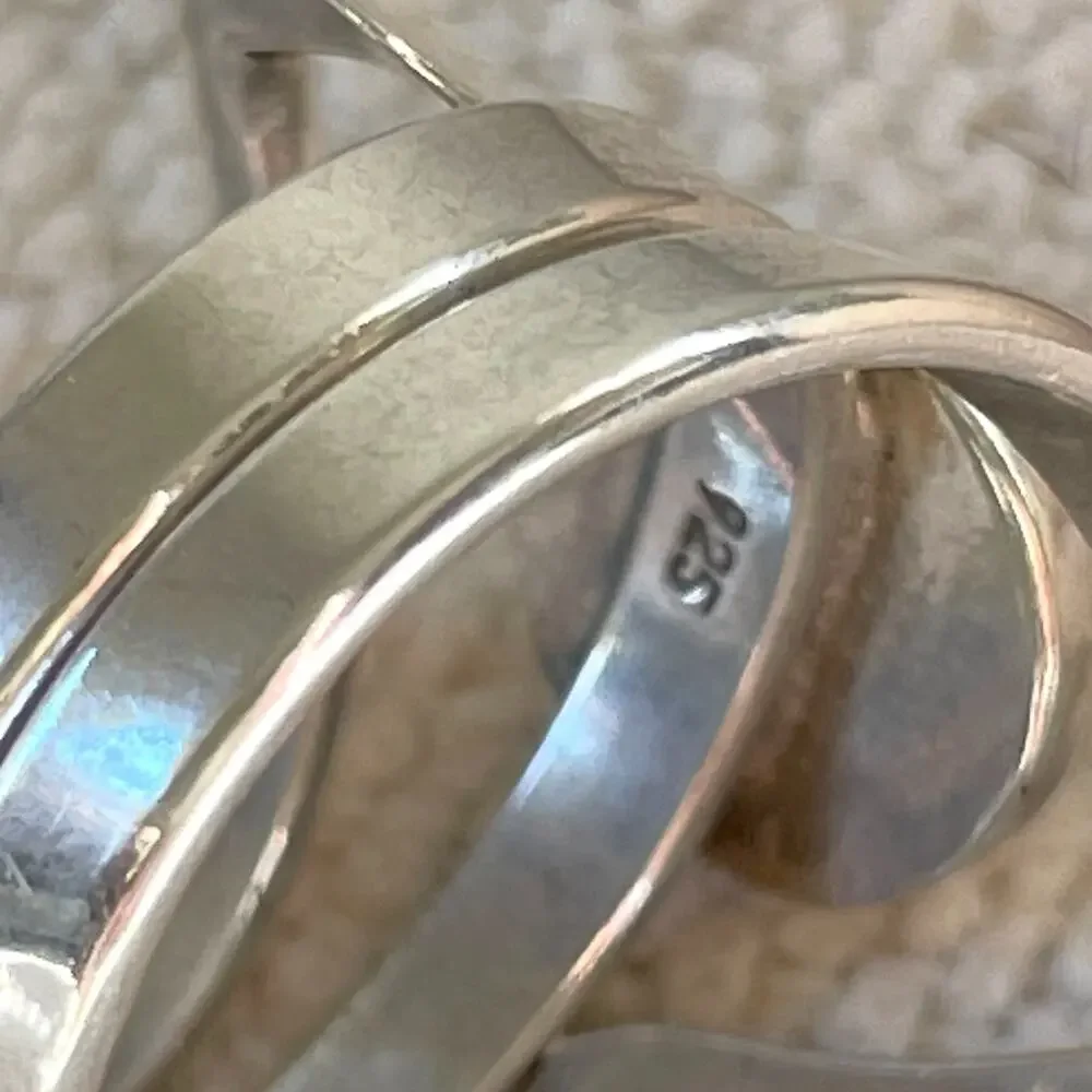 Vintage Sterling Silver Statement Ring Sculptural Abstract‎ Orb Modernist Signed